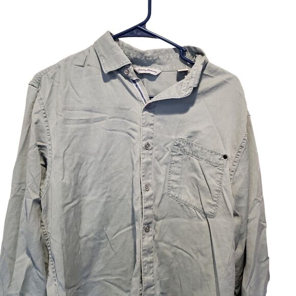 Tommy Bahama Men's Medium Long Sleeve Button Front Shirt Green - Picture 2 of 7